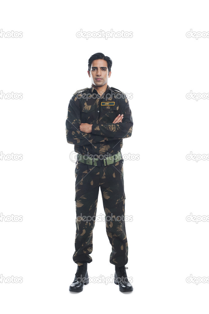 Army soldier with his arms crossed