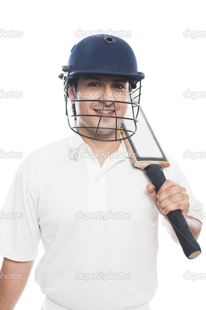 Batsman with holding a cricket bat