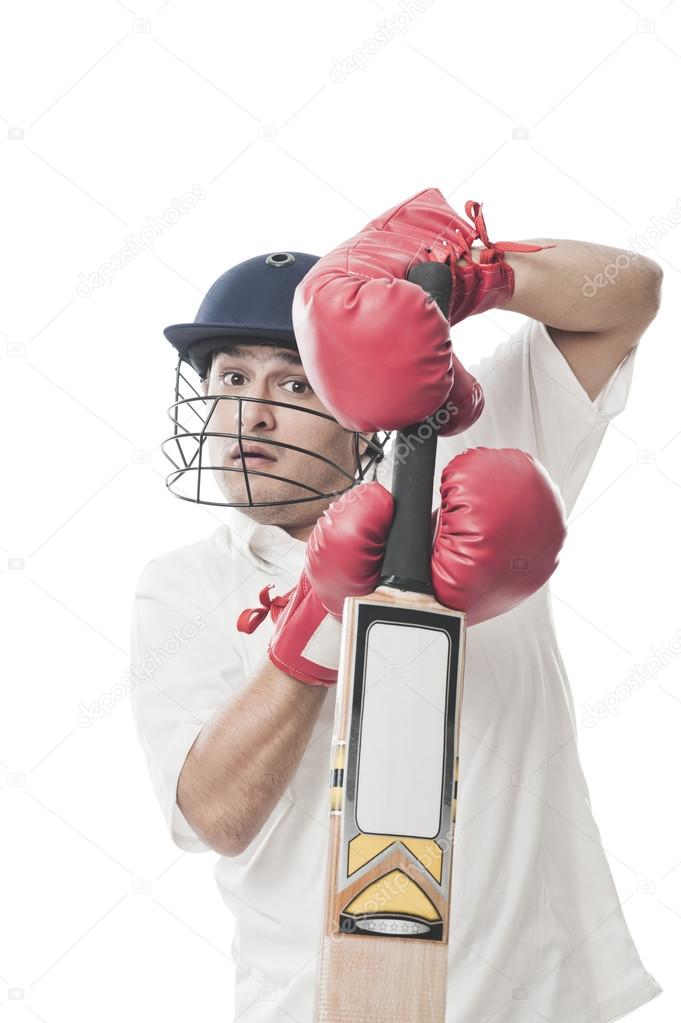 Batsman playing cricket
