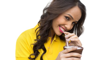 Woman drinking milk clipart