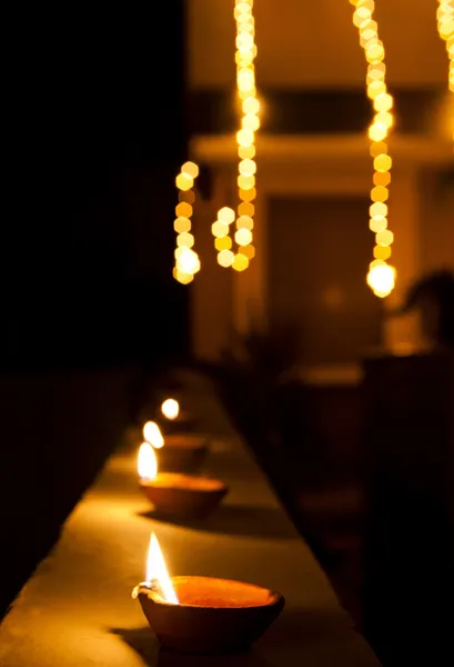Lampes à huile Diwali — Photo