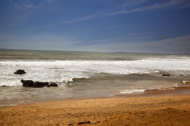 Sahilde sörf yapmak.