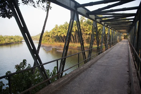 Brug over een rivier, goa, india — Stockfoto