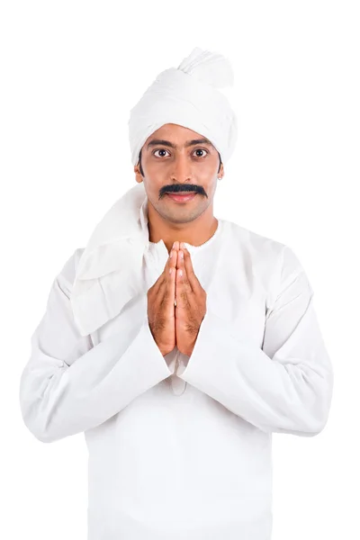 Retrato de un hombre saludando — Foto de Stock