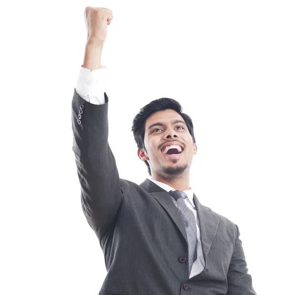 Empresario celebrando su éxito — Foto de Stock