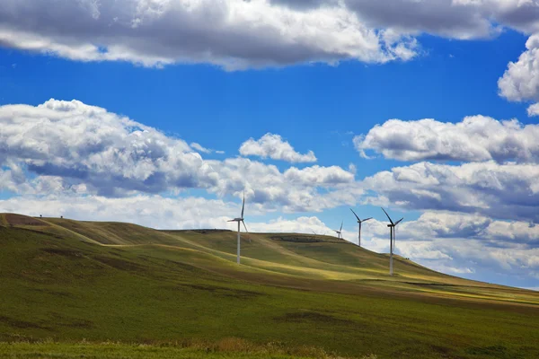 Wind turbines on a hill — Stock Photo, Image