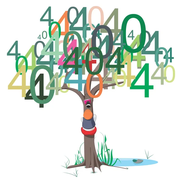 404-foutbericht op een boom — Stockvector