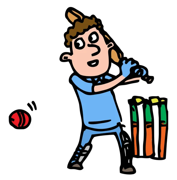 Cricketspeler batting — Stockvector