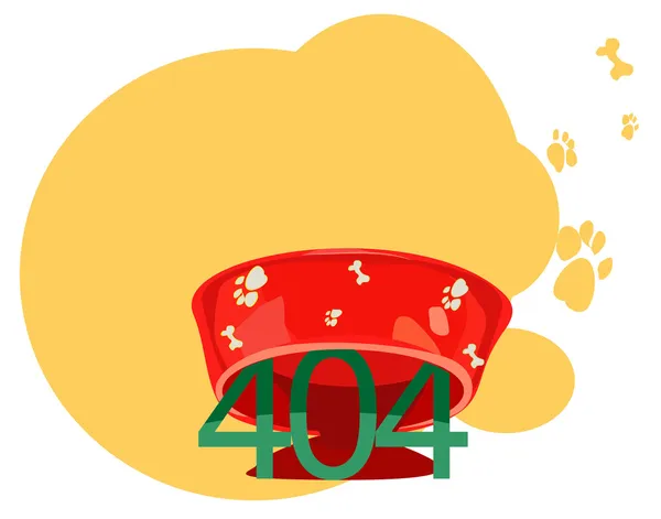 404 felmeddelande under en hund båge — Stock vektor