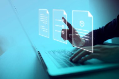 Belge Yönetim Sistemi (DMS) Çevrimiçi Belge Veritabanı ve ERP, işletme teknolojisi ile etkin bir organizasyonda dosya, bilgi ve belgeleri yönetmek için otomatik süreçler.