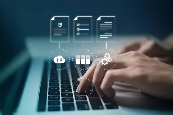 Document Management System (DMS) Online Document Database and automated processes to manage files, knowledge, and documents in an organization effectively with ERP, enterprise business technology.