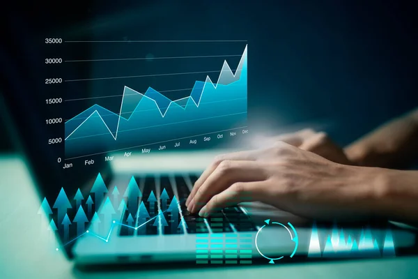 Technology business finance and investment ideas, stock market investment funds and digital assets, investors analyze financial data, stock charts and forex trading, business finance background.