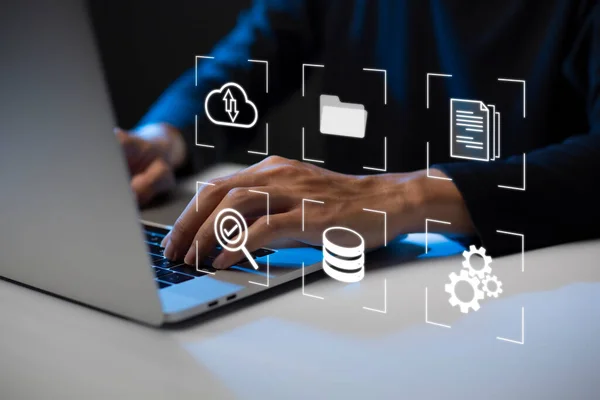 Document Management System (DMS) Online Document Database and automated processes to manage files, knowledge, and documents in an organization effectively with ERP, enterprise business technology.