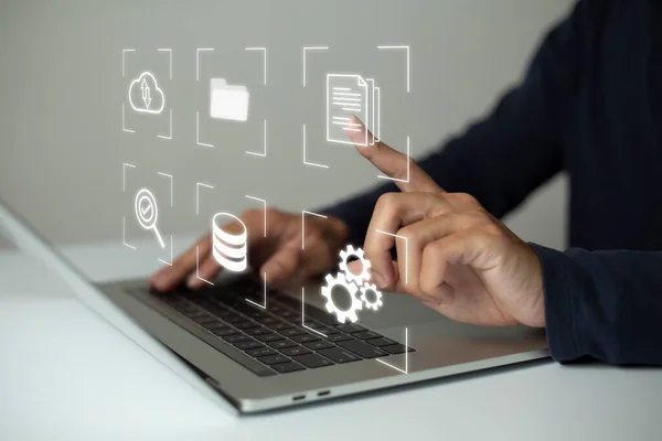 Document Management System (DMS) Online Document Database and automated processes to manage files, knowledge, and documents in an organization effectively with ERP, enterprise business technology.