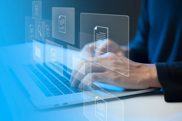 Document Management System (DMS) Online Document Database and automated processes to manage files, knowledge, and documents in an organization effectively with ERP, enterprise business technology.