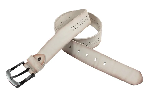 Beyaz arka plan önünde deri kemer