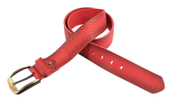 Beyaz arka plan önünde deri kemer