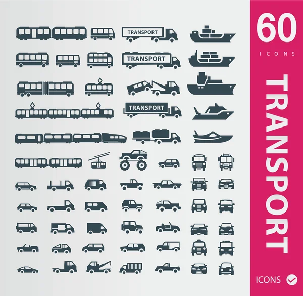 Icônes de transport (ensemble de 60 icônes de qualité  ) — Image vectorielle