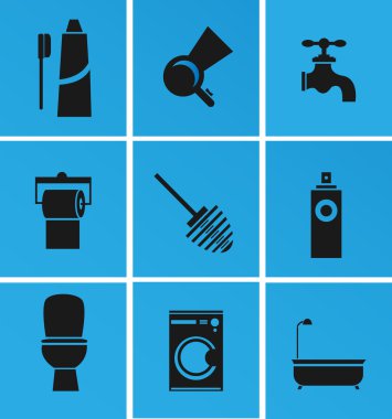 banyo ekipmanları kümesi çizimi