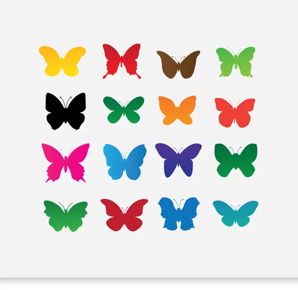Иллюстрация красочного набора бабочек — стоковый вектор