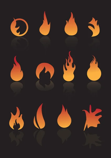 Ilustrație de icoane Flame set — Vector de stoc