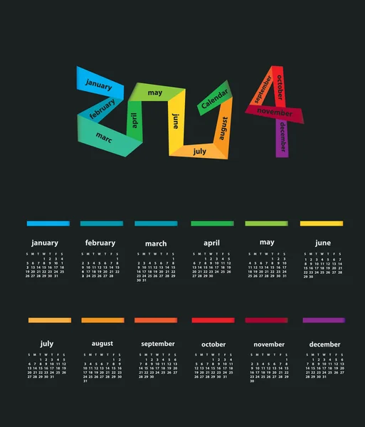 Calendario 2014 — Archivo Imágenes Vectoriales