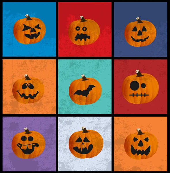 Illustrazione delle zucche di Halloween — Vettoriale Stock