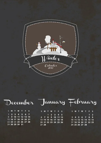 Kalender 2013 vinter — Stock vektor