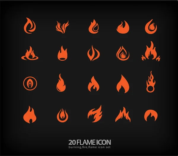 Illustration des icônes de flamme ensemble — Image vectorielle