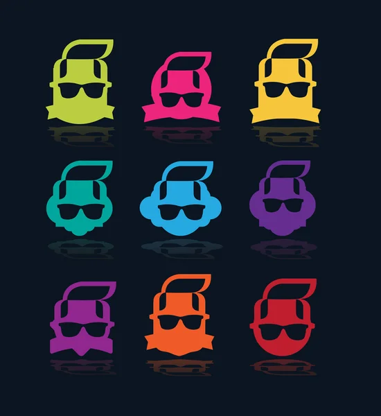 Illustration de visages avec des bannières moustache — Image vectorielle