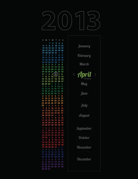 Ilustración del calendario 2013 — Archivo Imágenes Vectoriales