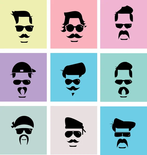 Visage avec des moustaches — Image vectorielle