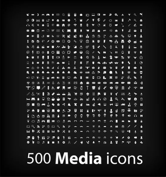 Illustrazione di 500 icone dei media set — Vettoriale Stock