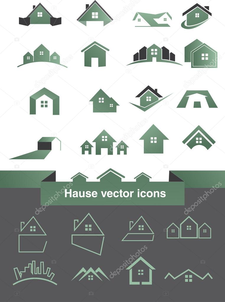 Illustration of Green house vector Icons