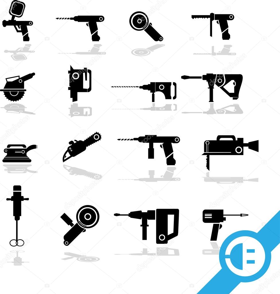 Illustration of Working tools icon set