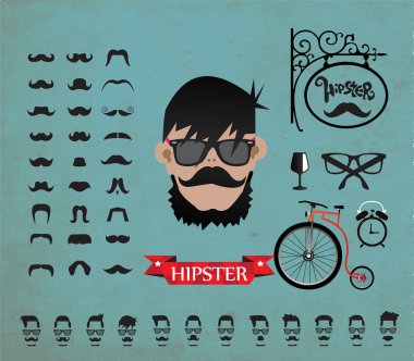 hipster vektörel kümesi çizimi