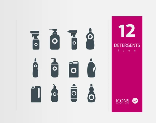 Ilustração do conjunto de ícones de garrafa de detergente — Vetor de Stock