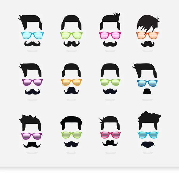 Visage aux moustaches (hipster) ) — Image vectorielle