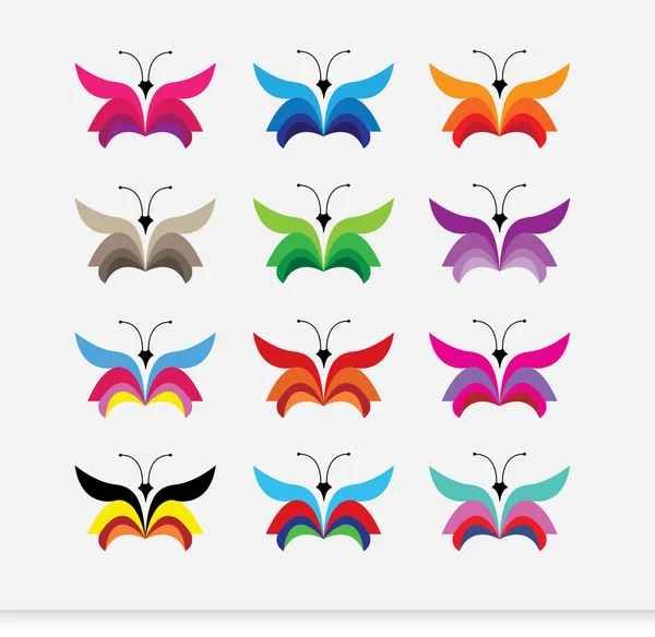 Ilustração de ícones de borboleta —  Vetores de Stock
