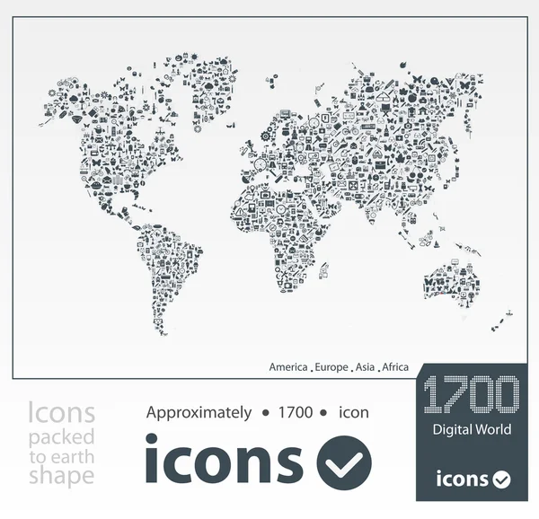 Ilustração de ícones embalados em forma de terra —  Vetores de Stock