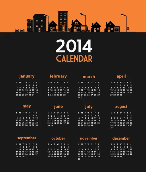 Ilustración del calendario 2014 — Archivo Imágenes Vectoriales