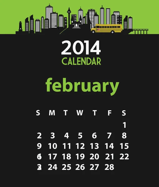 Illustration of 2014 calendar February — Stock Vector