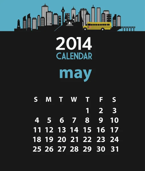 Ilustração do calendário de 2014 Maio — Vetor de Stock