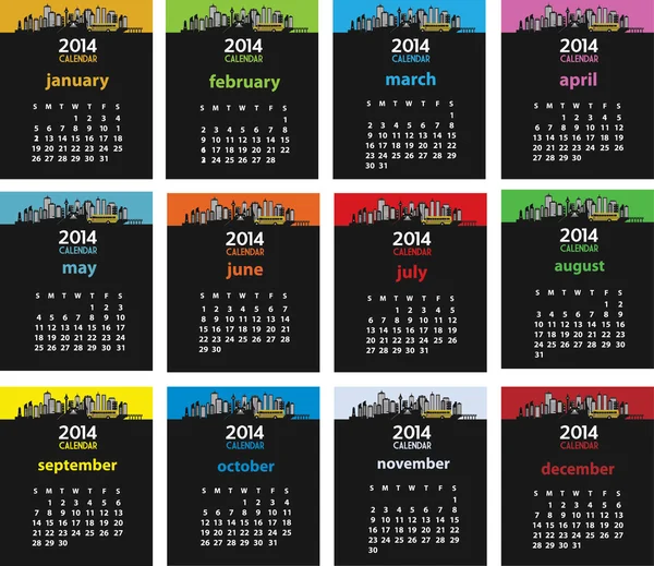 Ilustração do calendário de 2014 — Vetor de Stock