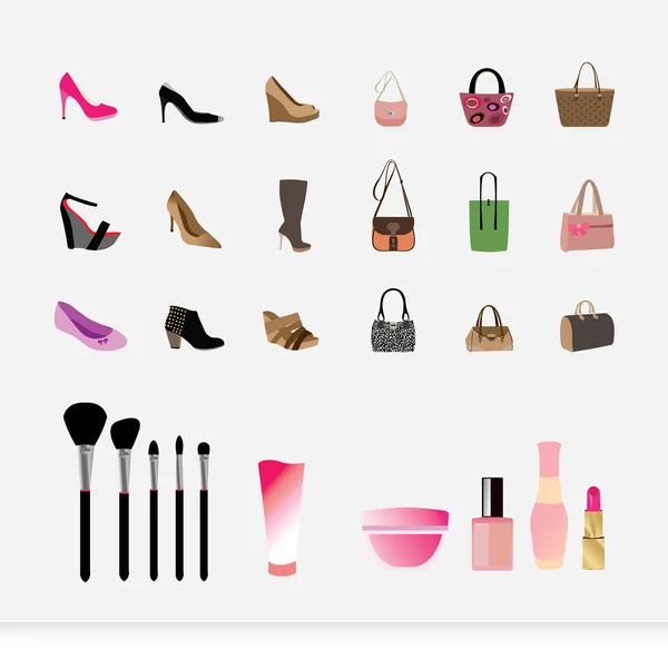 Illustratie van tassen schoenen extra pictogrammenset — Stockvector