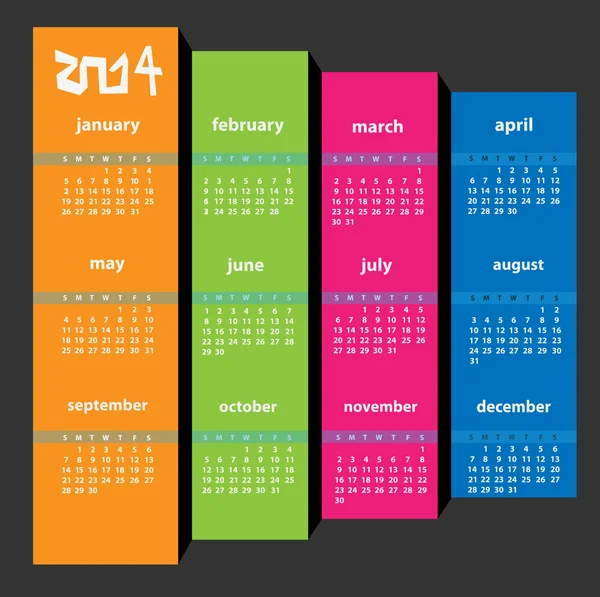 Illustration of 2014 calendar — Stock Vector