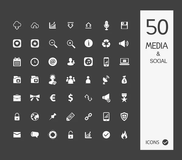 Illustrazione vettoriale di Media Icon set — Vettoriale Stock