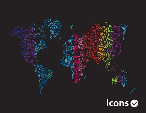 カラー世界地図のベクトル イラスト — ストックベクタ