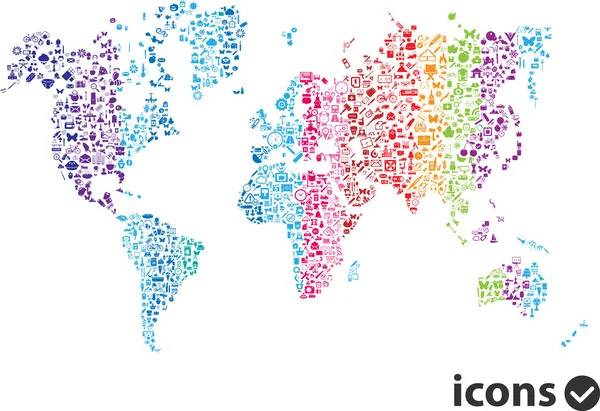 Vectorillustratie van de kaart van de wereld van de kleur — Stockvector