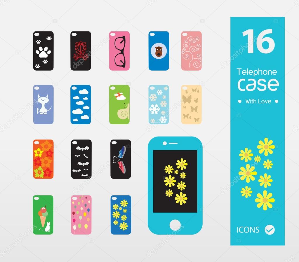 Illustration of telephone cases set